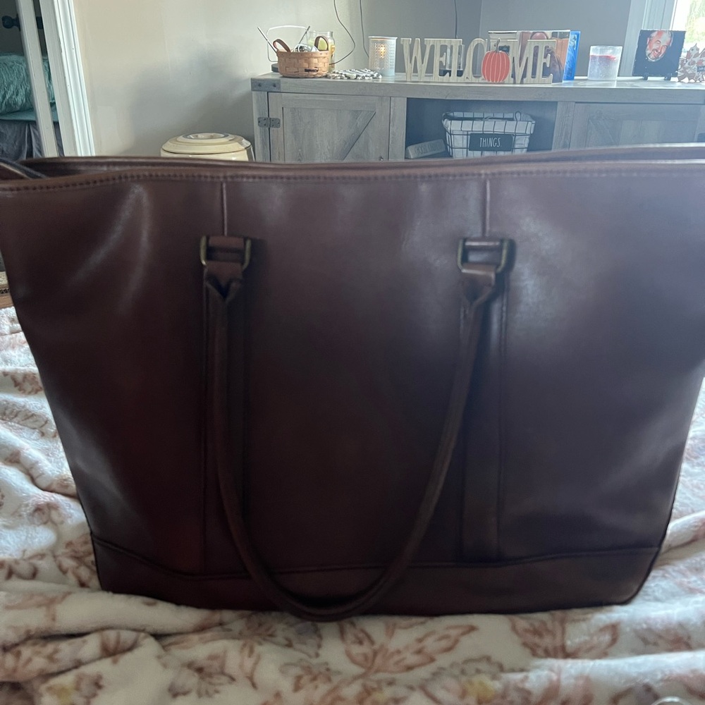L.L. Bean Dark Brown Leather Tote Bag